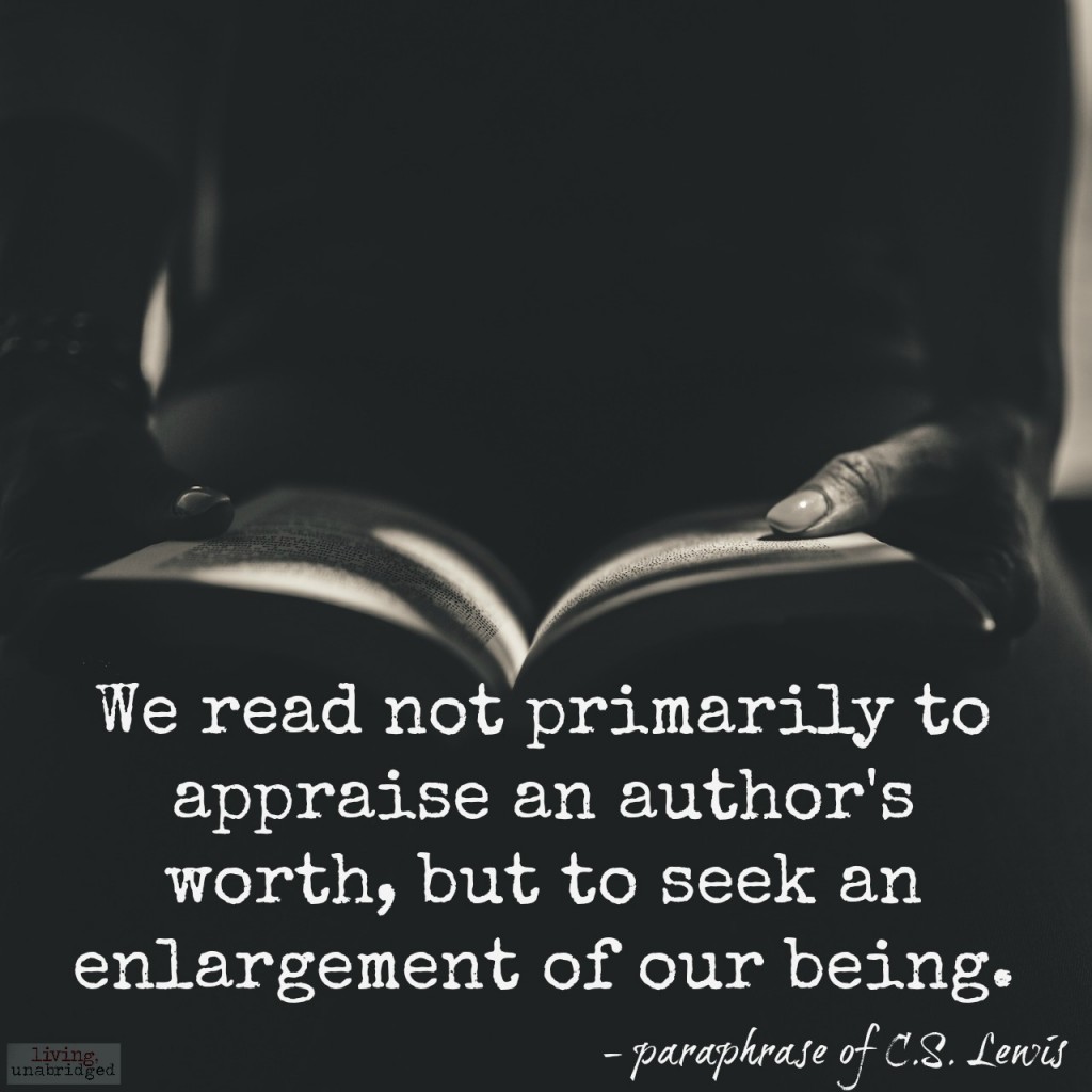 we read to enlarge our being