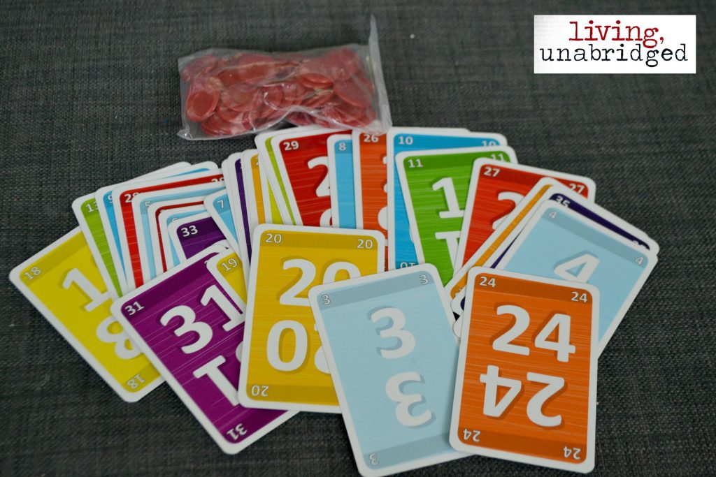 cards and chips for no thanks game